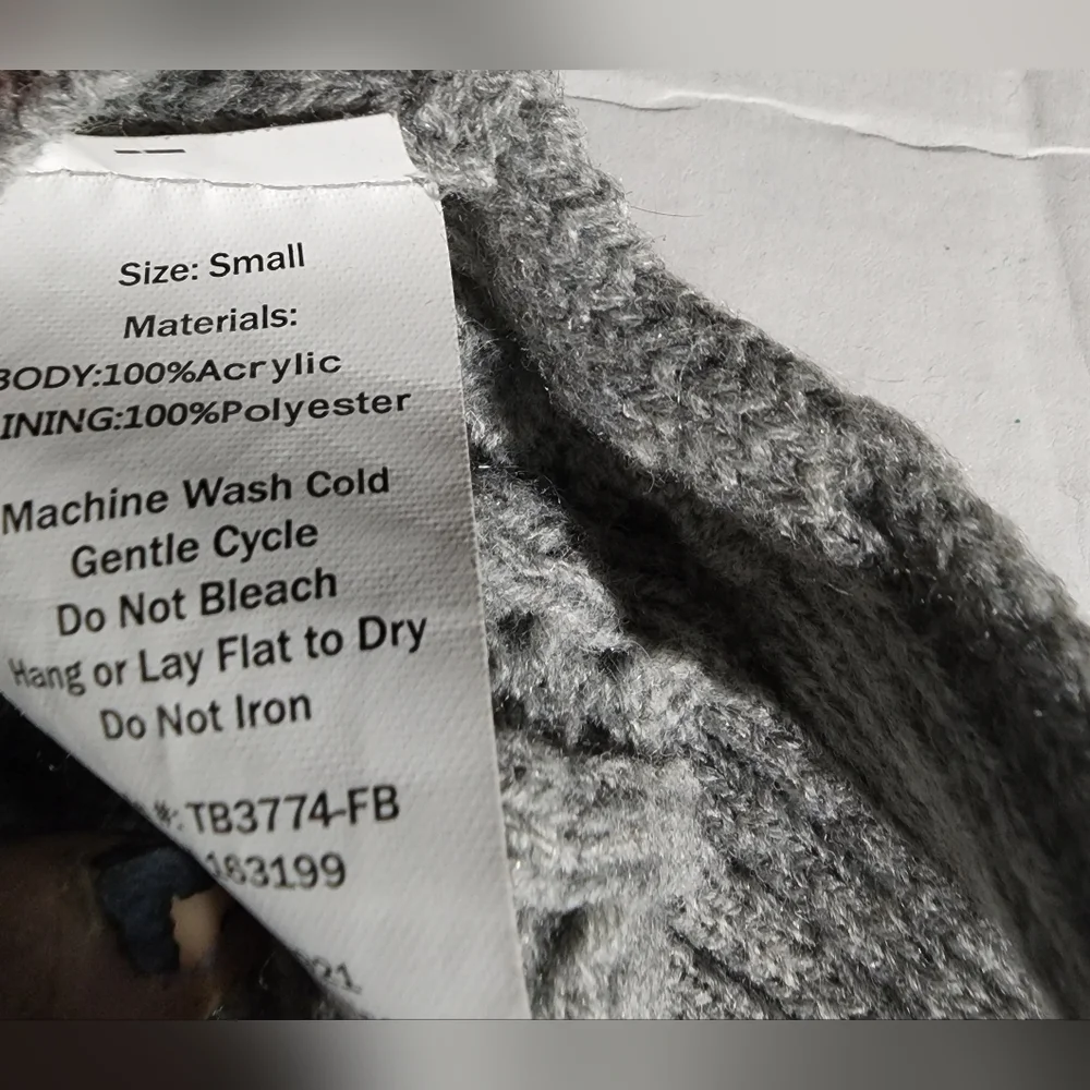 Size small gray cable knit with Hoodie dog sweater